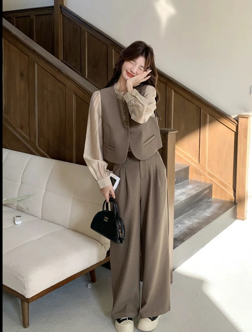 L097休闲风静奢风通勤时尚套装复古洋气气质职场新中式