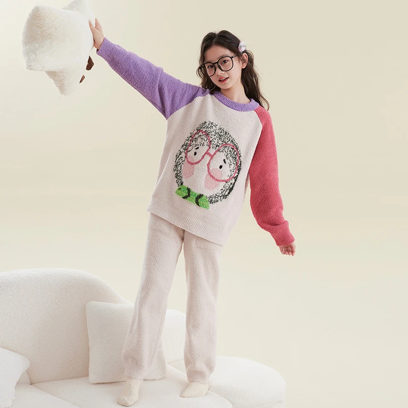 HANYOU亲子秋冬A类半边绒睡衣套装高品质家居服JG095