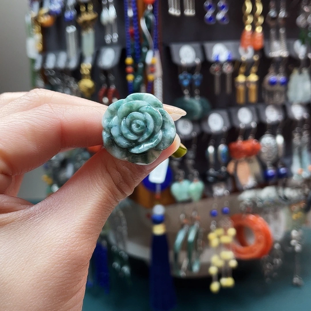 翡翠银S925镶嵌戒指饰品