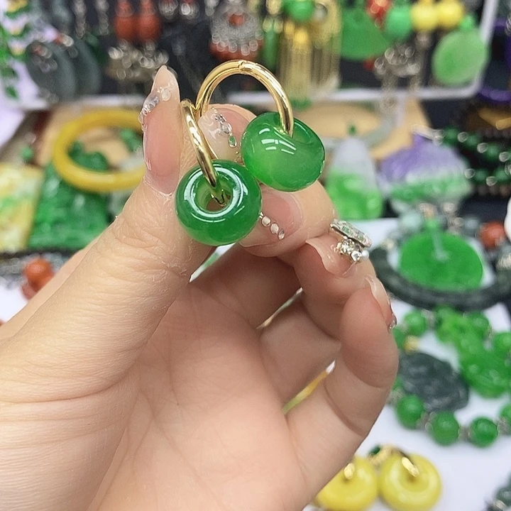 翡翠未镶嵌耳饰耳坠76