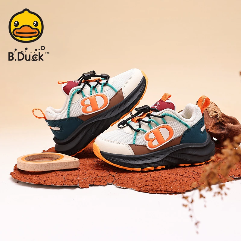 B.Duck小黄鸭童鞋秋季运动鞋网面登山鞋户外徒步透气女童防滑耐磨