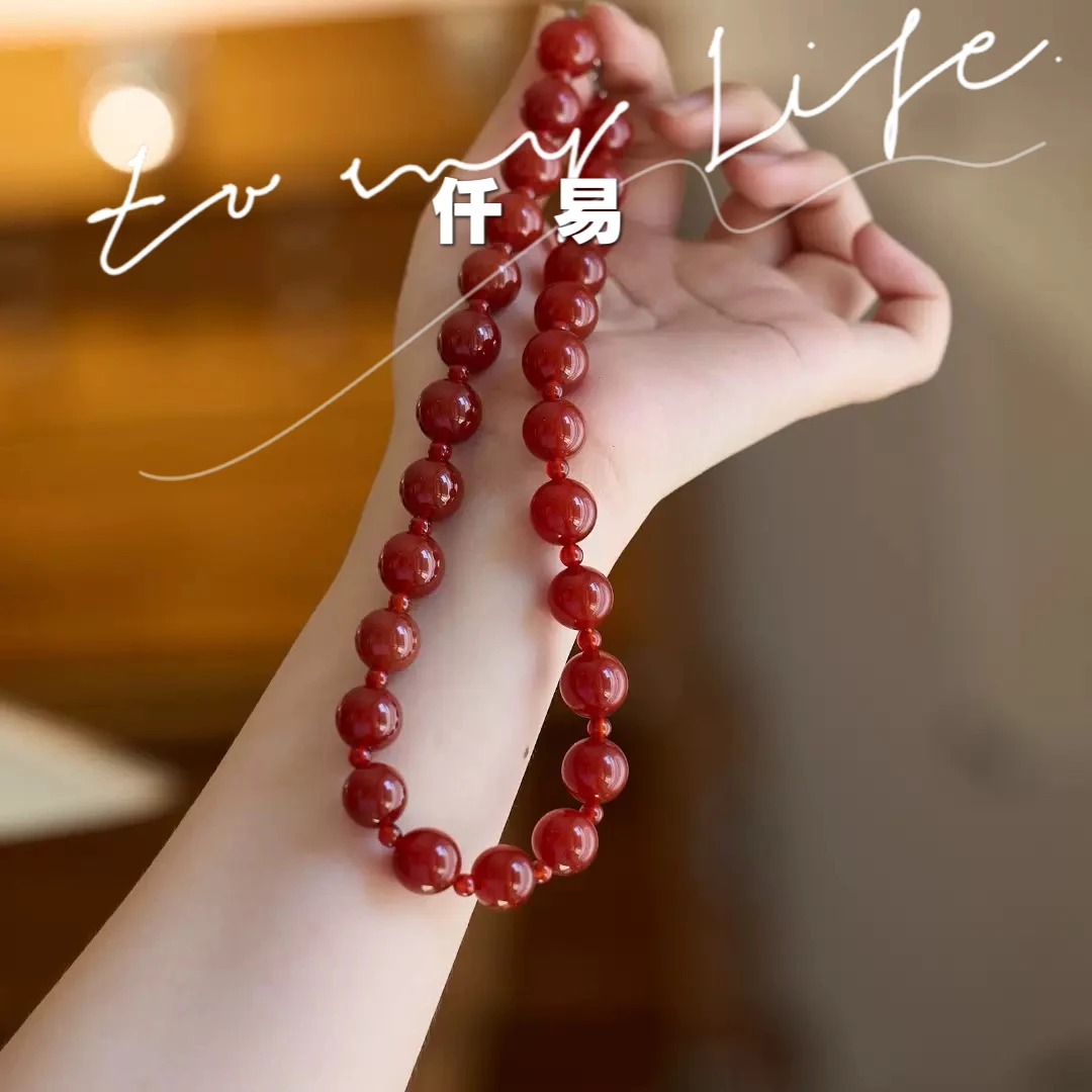 手链 【仟易】【许我耀眼】露丝同款 天然石红瑙双圈手串