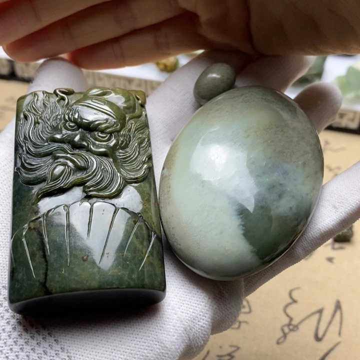 岫岩河磨玉（透闪石质玉）手把未镶嵌非*流