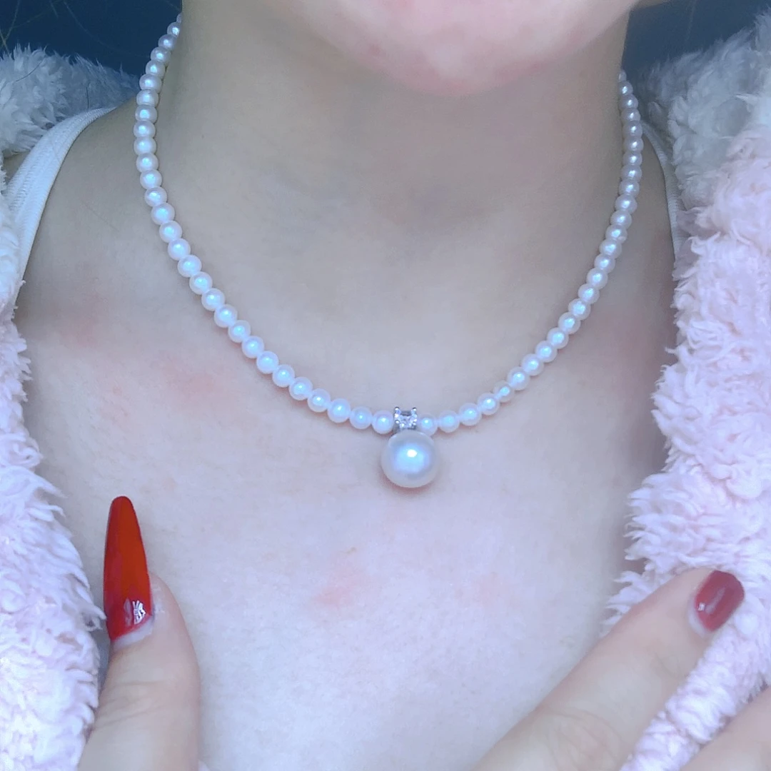 银S925镶嵌耳饰淡水珍珠