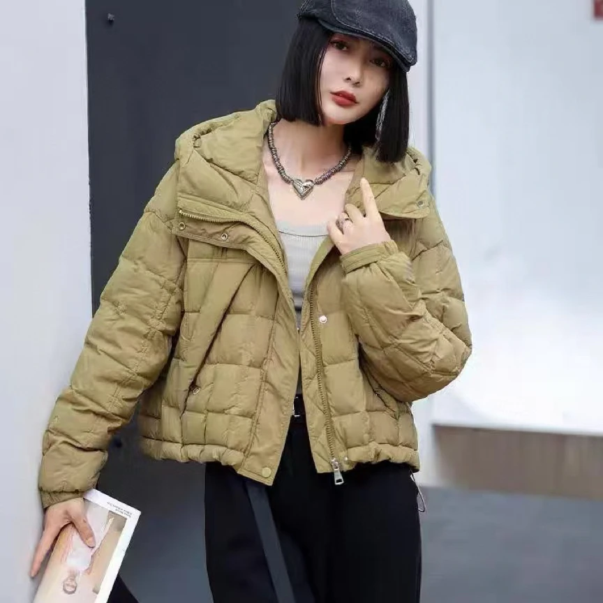 83805 2025年秋冬新款休闲新国标白鸭绒轻巧休闲宽松连帽羽绒服