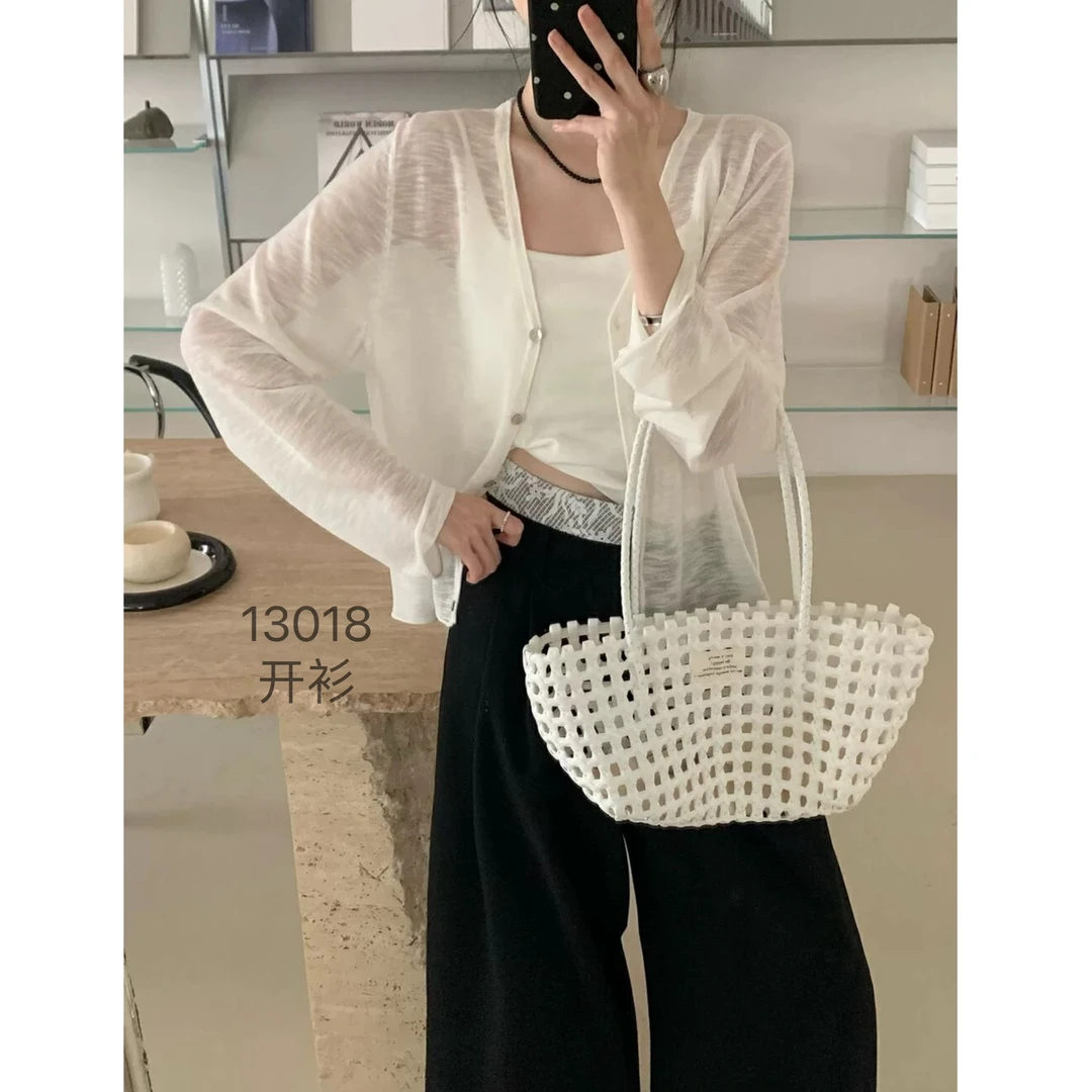 13018（部分无水洗唛，介意慎拍）WANGDAN新款V领防晒开衫