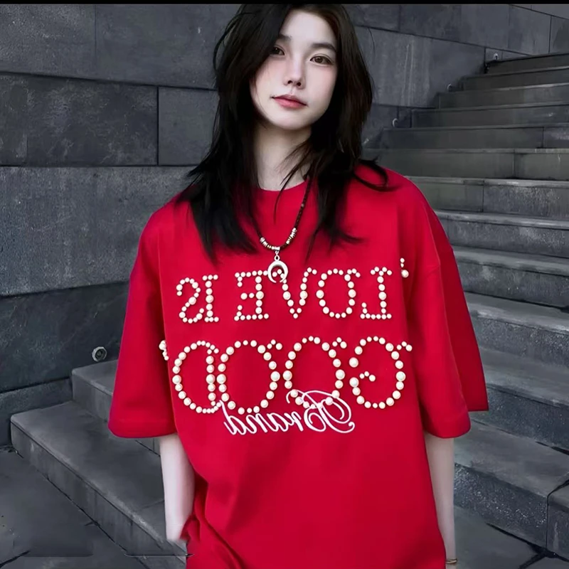 【男女情侣款】GOODBRAND 2025S珍珠重工款T