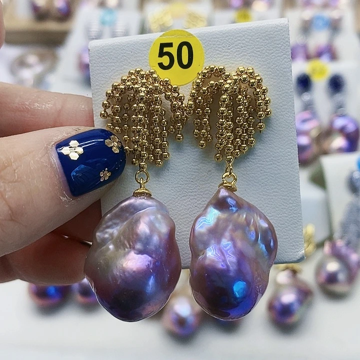 银S925镶嵌耳饰淡水珍珠雪**