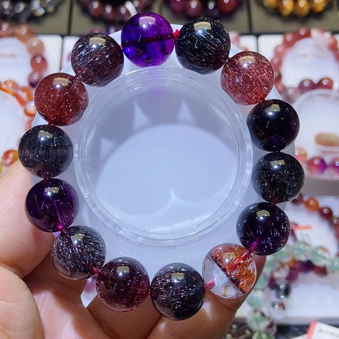 未镶嵌手链水晶黑加仑15.5