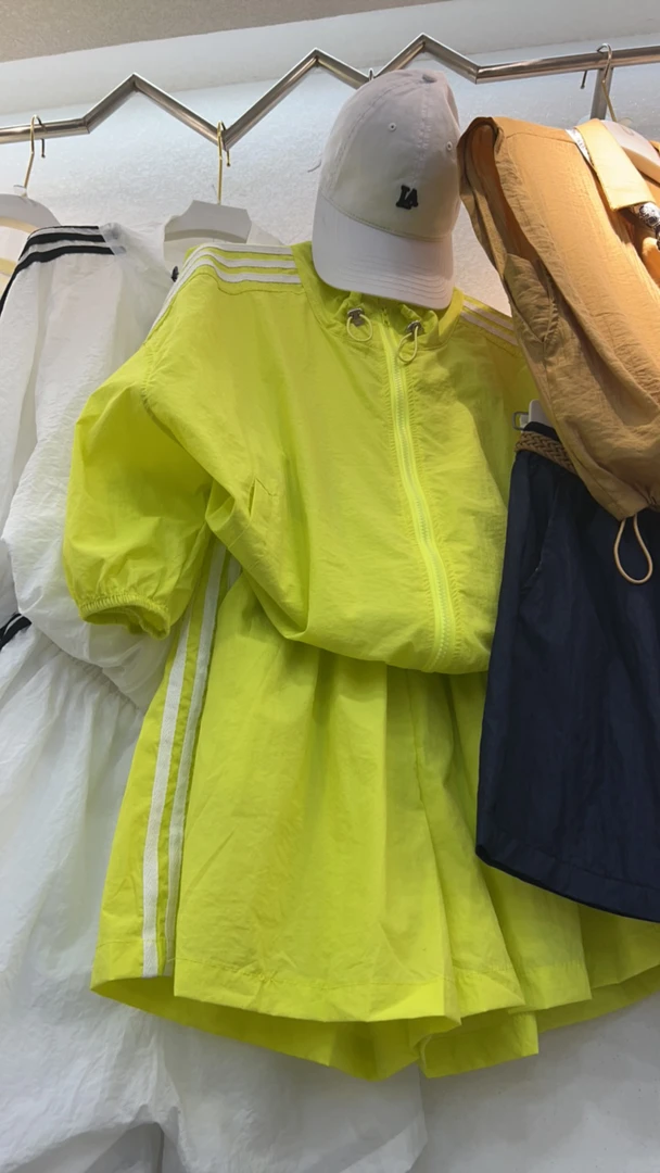 女款夏季防晒条纹宽松短裤运动防晒衣轻薄透气休闲套装