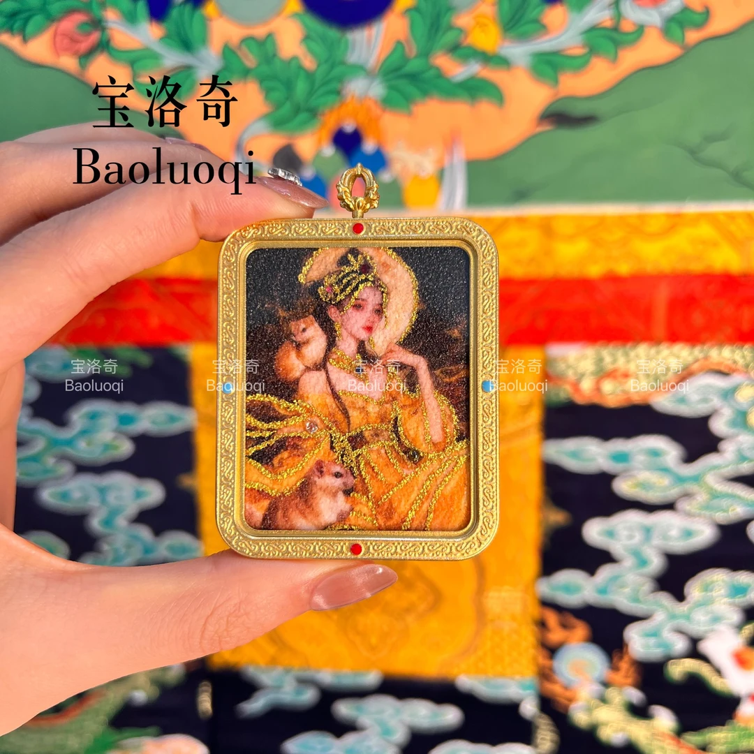 宝洛奇-BLQTK-215黄大仙娘娘C库手工砂双面唐卡