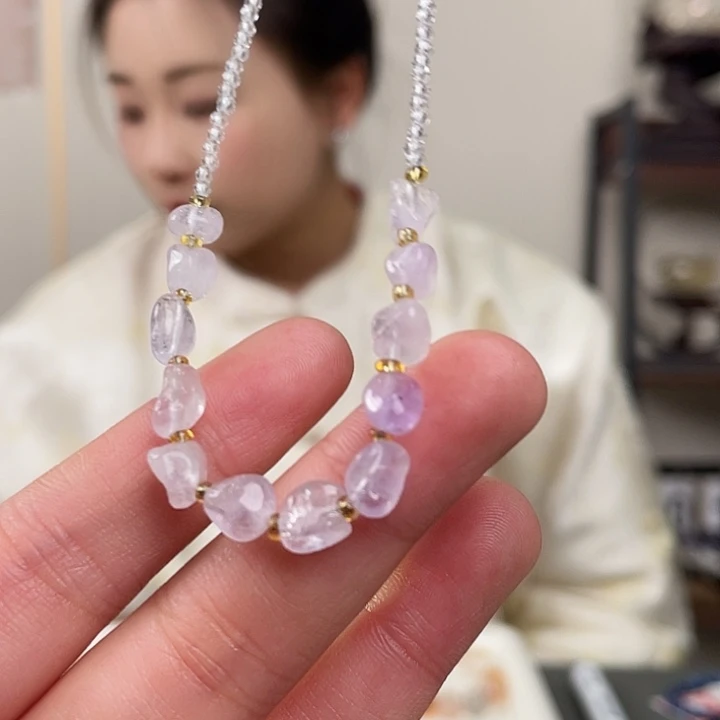 紫晶银S925镶嵌颈饰紫水锁骨链1