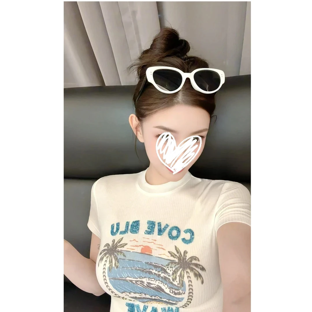 FORNI 贵贵手工t 万搭基础钉珠印花无袖吊带/T恤上衣