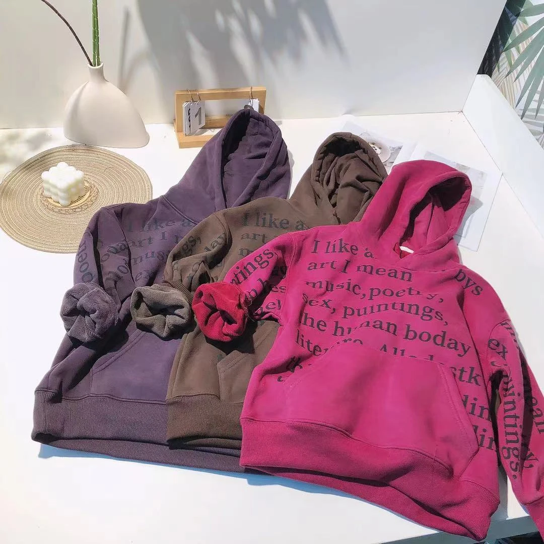 C094小喆大童加绒卫衣连帽字母款7205