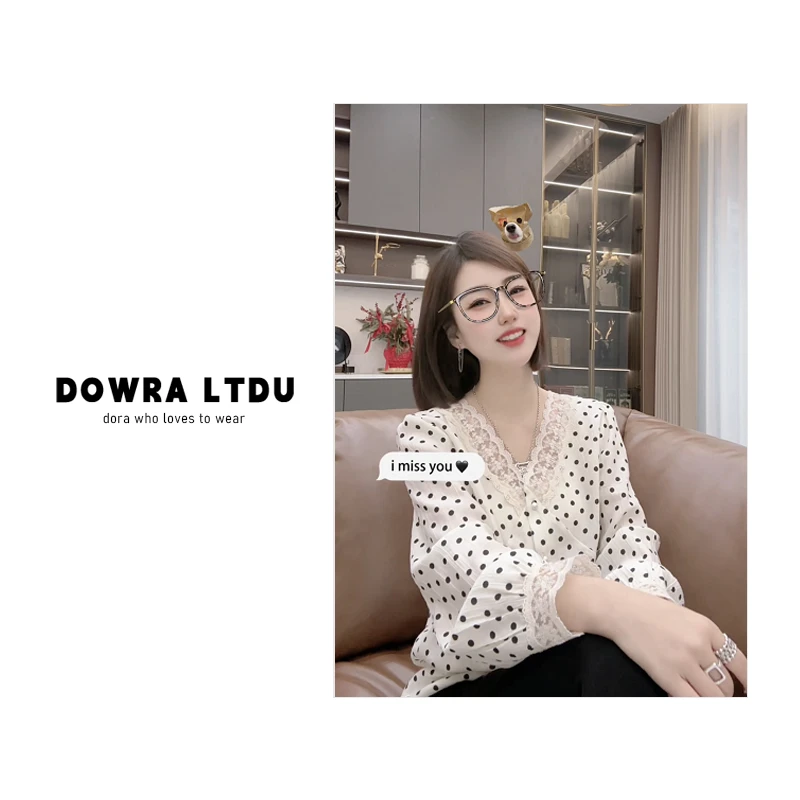 朵拉【蕾丝梦境】25年夏季新款V领蕾丝波点百搭衬衫外套354-3127