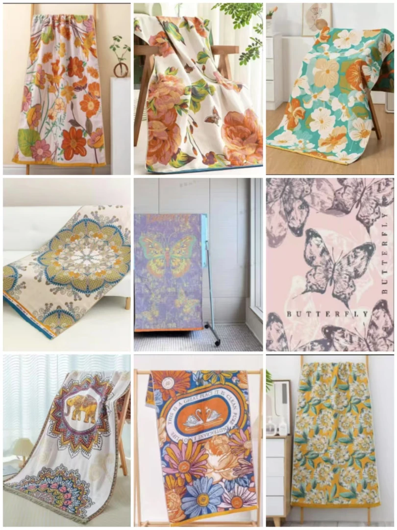 精品纱布浴巾80*160--花型随机