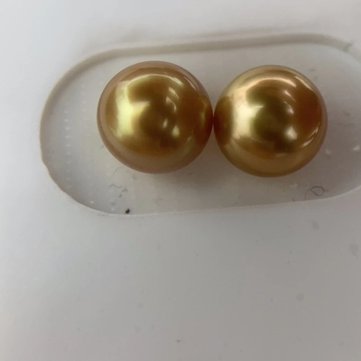 未镶嵌海水珍珠裸珠8.6mm浓金老黄金色小极光对珠