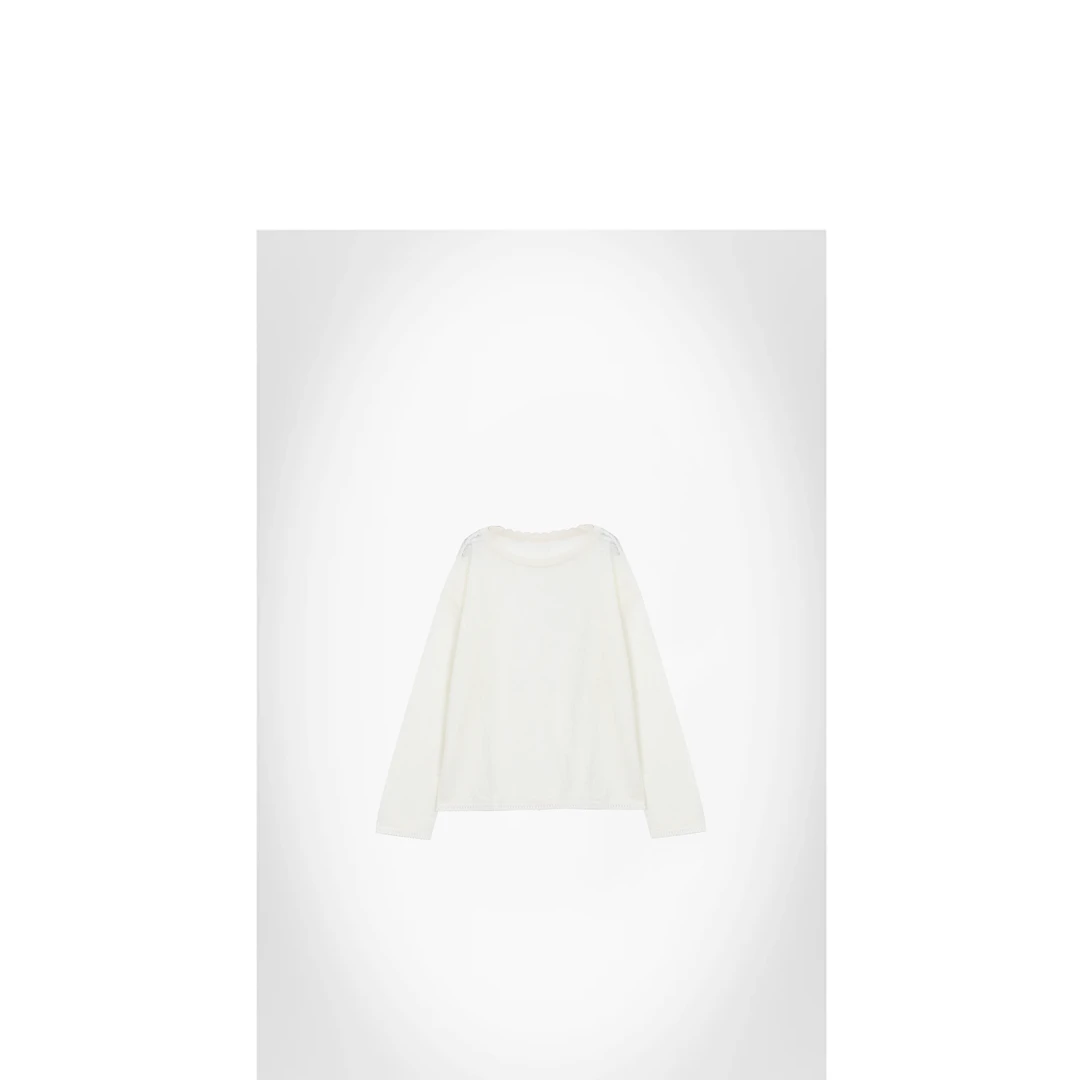 25冬蕾丝提花宽松贝壳边舒适T恤【40%羊毛】ACYGG206