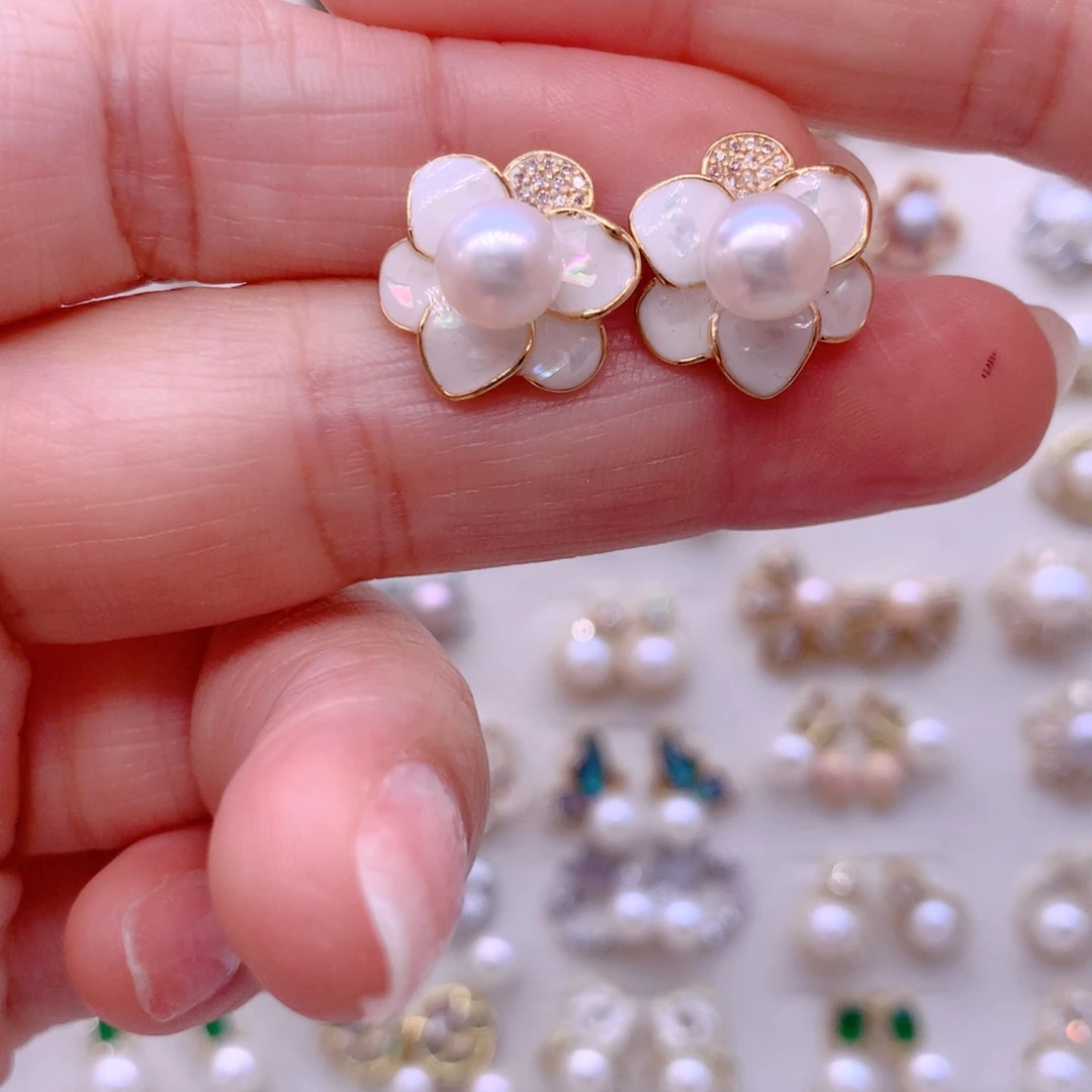 合金淡水珍珠耳饰