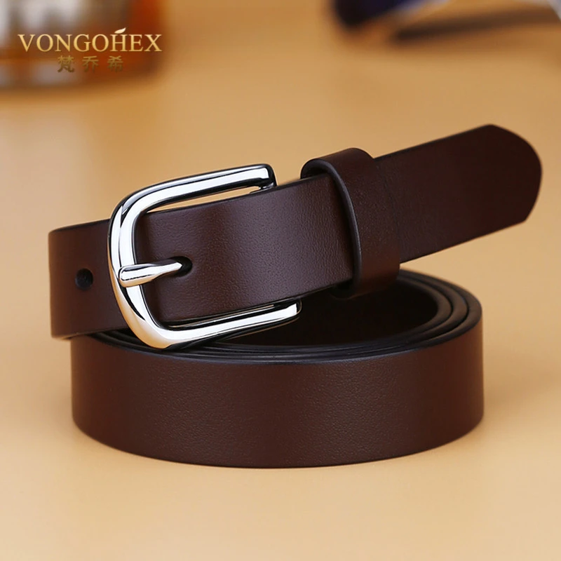 VONGOHEX皮带女真皮细款头层牛皮韩版休闲时尚百搭牛皮裤腰带女式