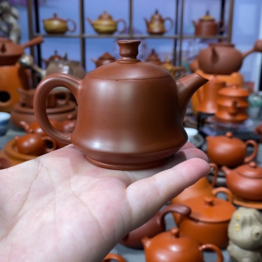 茶壶紫砂章淑煌朱泥小金钟壶80cc