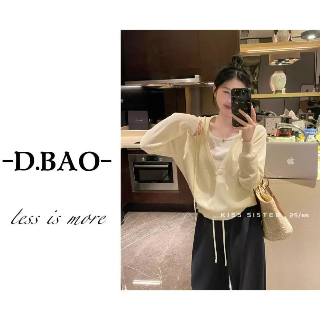 X'JIE-「香草初恋」早春V领连帽慵懒风针织衫324-6652