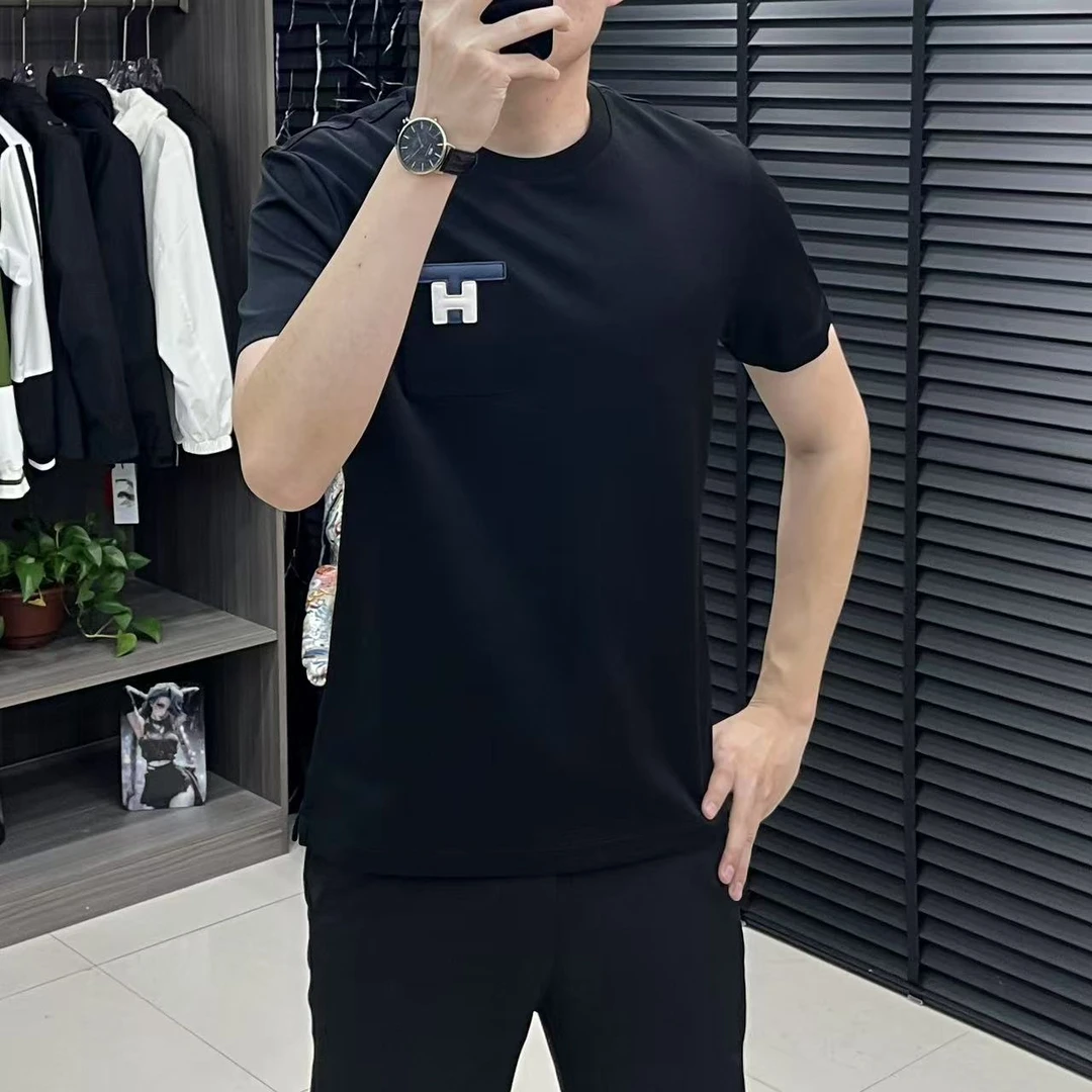 HOUES男装/HH2025春季新款99111/发布男士休闲百搭高品质圆领T恤