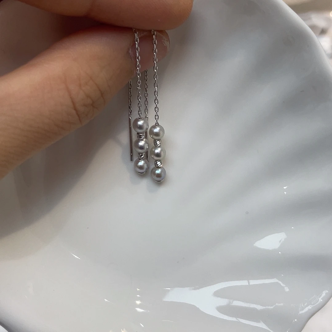 银S925镶嵌耳饰海水珍珠