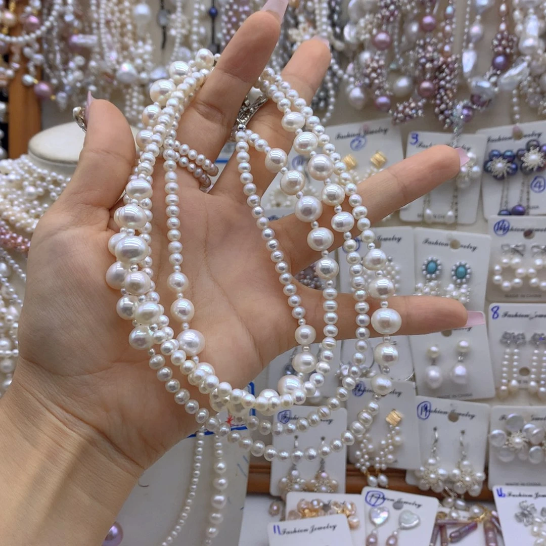 晴***行银S925镶嵌淡水珍珠项链耳饰