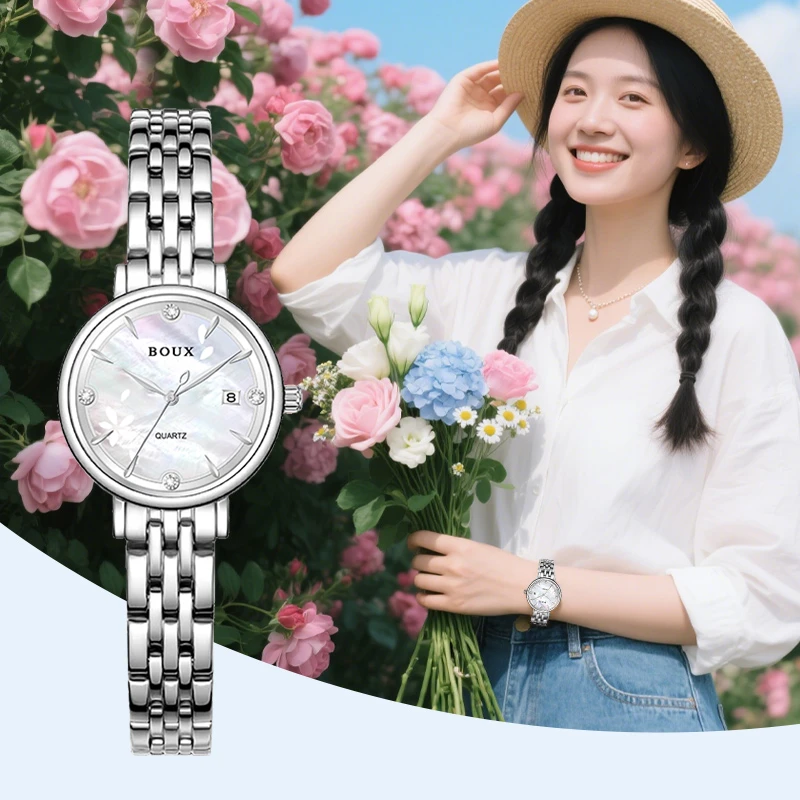 小花瓣手表女士爆款2025高颜值小表盘轻奢小众女士防水手表送女友