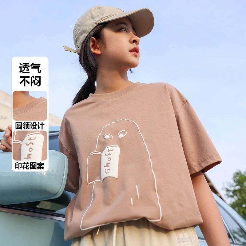 【10042款】女大童趣味印花女童针织T恤