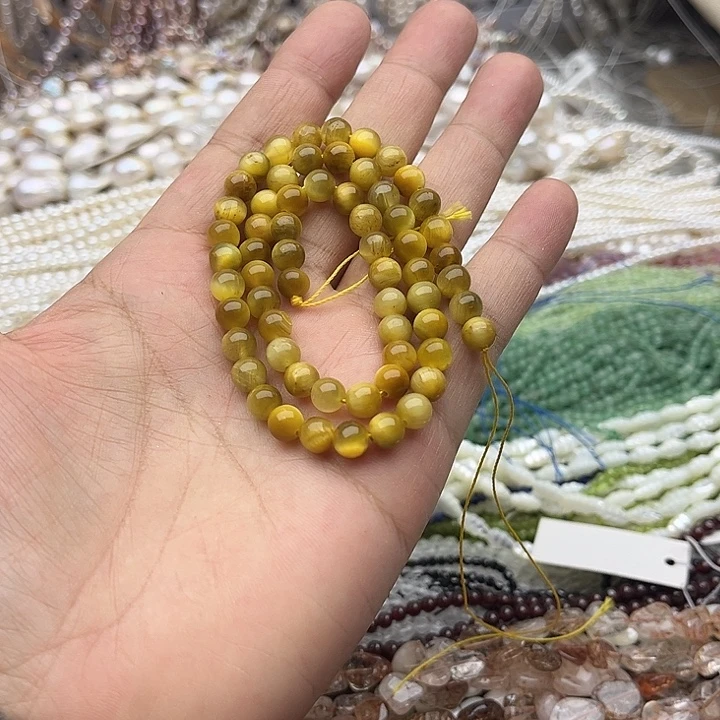 玛瑙/玉髓未镶嵌珠宝半成品一条6mm左右金虎眼