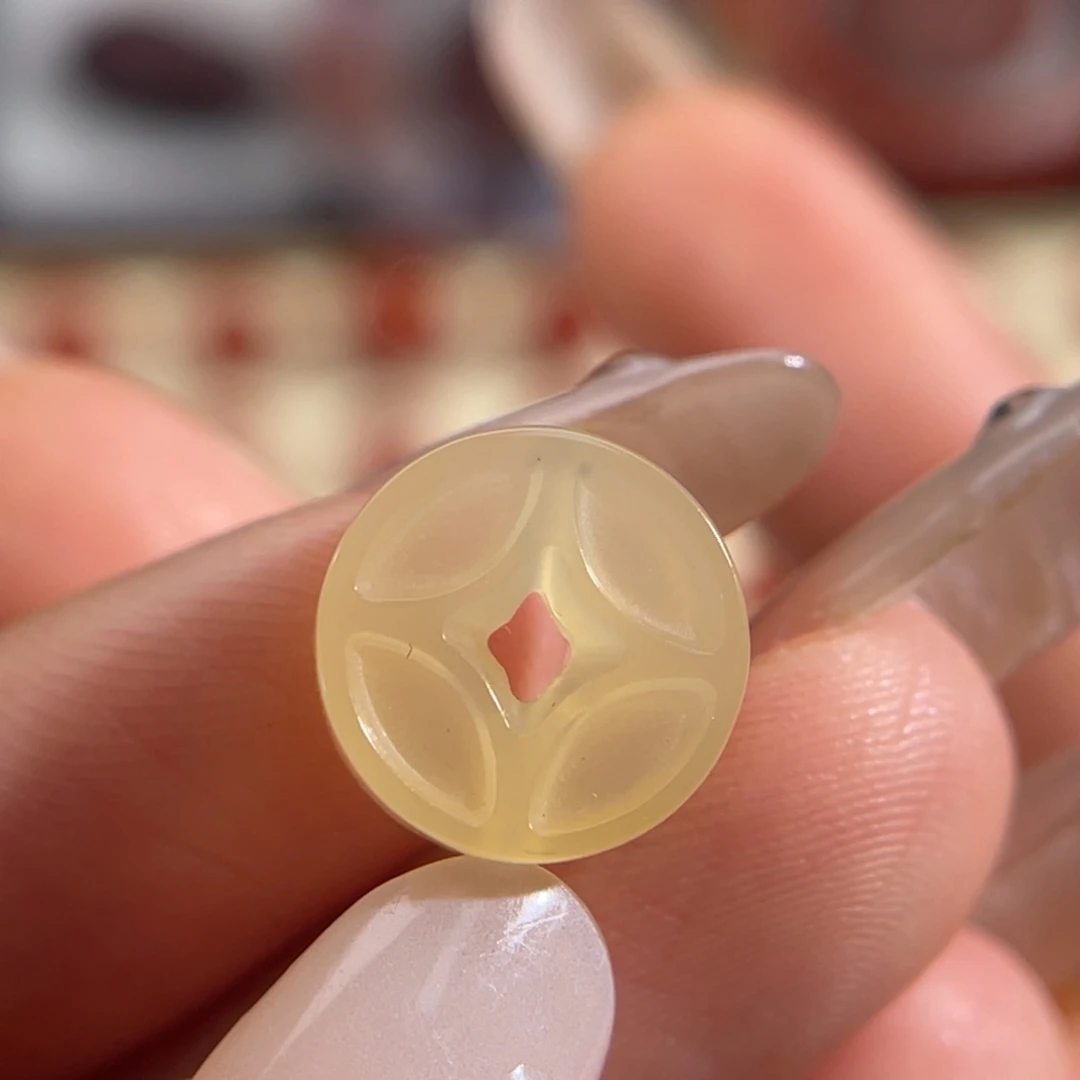 玛瑙/玉髓未镶嵌钱币 11.6x5.2mm 不换退