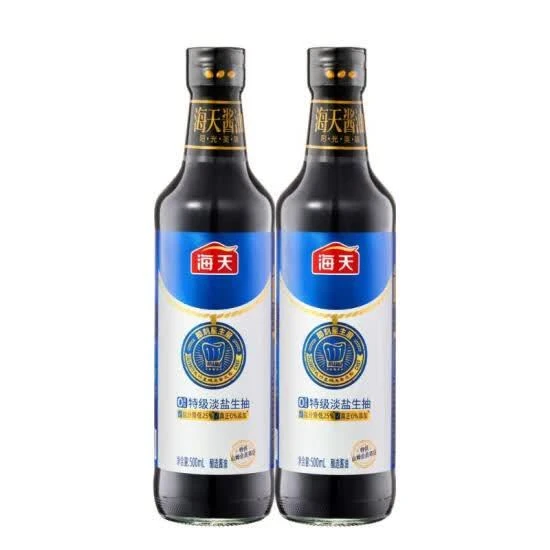 海天 0添加特级淡盐生抽 500ml*2厨房调料