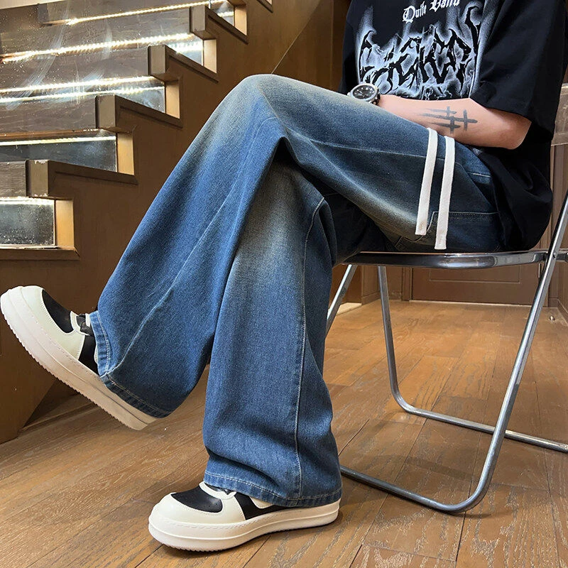 潮裤-2025新品主推青少年全松紧直筒牛仔裤男裤子-2507