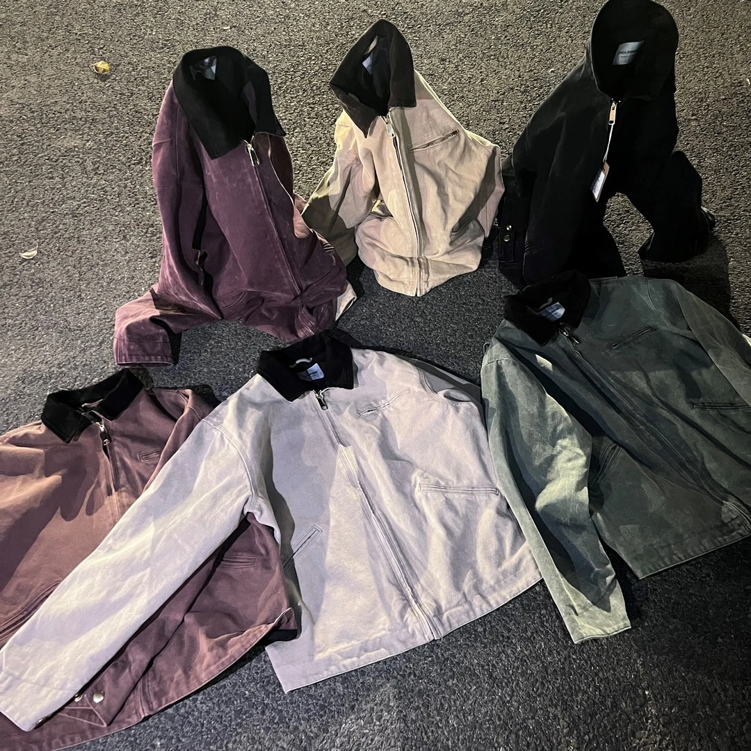 三级联名底特律夹克棉服男女短款卡其色工装翻领外套