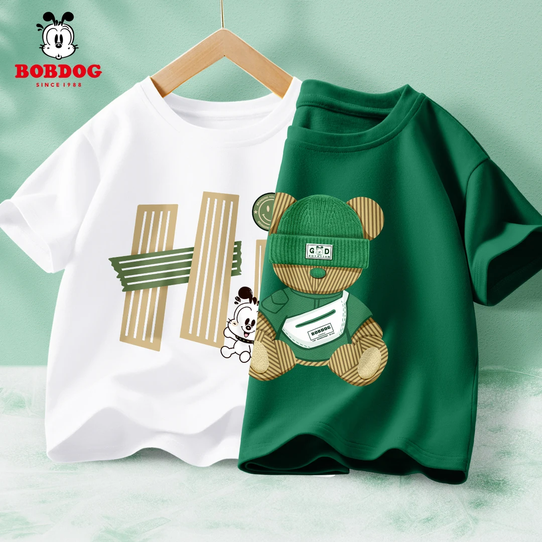 巴布豆卡乐男童短袖t恤夏季2025新款纯棉半袖上衣帅气中大童夏装