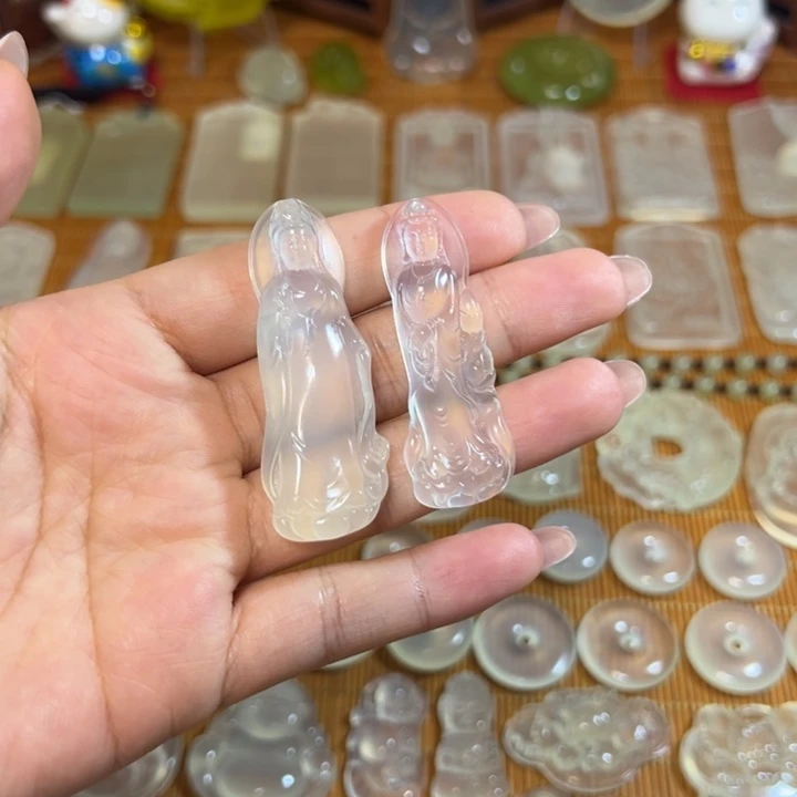 岫玉未镶嵌岫玉白冰挂件站观音任选其一