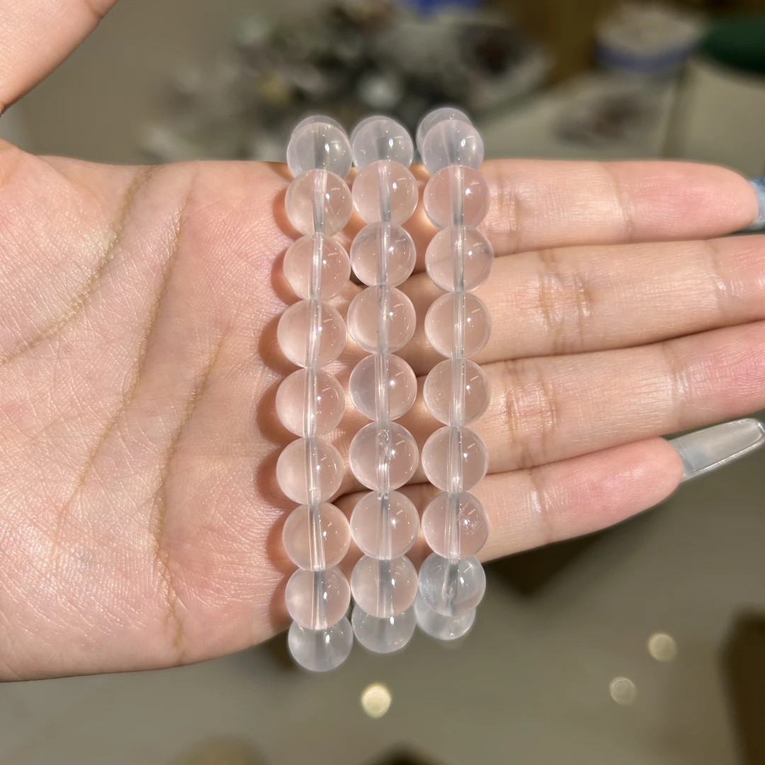 BJ010天然奶白晶水晶白水晶手链手串多样性发一