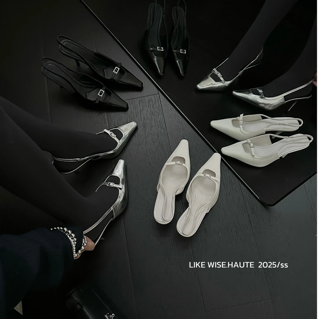 LIKE WISE HAUTE · 7.5CM镂空小尖头气质女神高知感后空高跟鞋