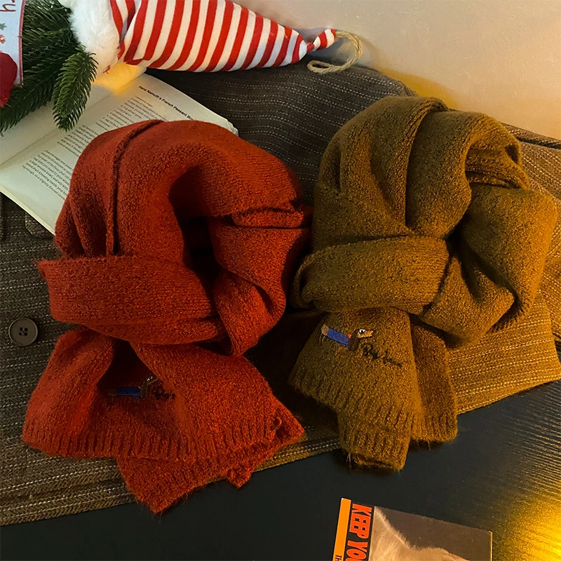 安哥拉红羊绒围巾冬季百搭高级感中国红送礼加厚双面保亲子款