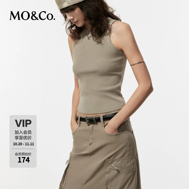 【5A抗菌】MOCO夏洗水脏染修身工字背心上衣MBD2VET020