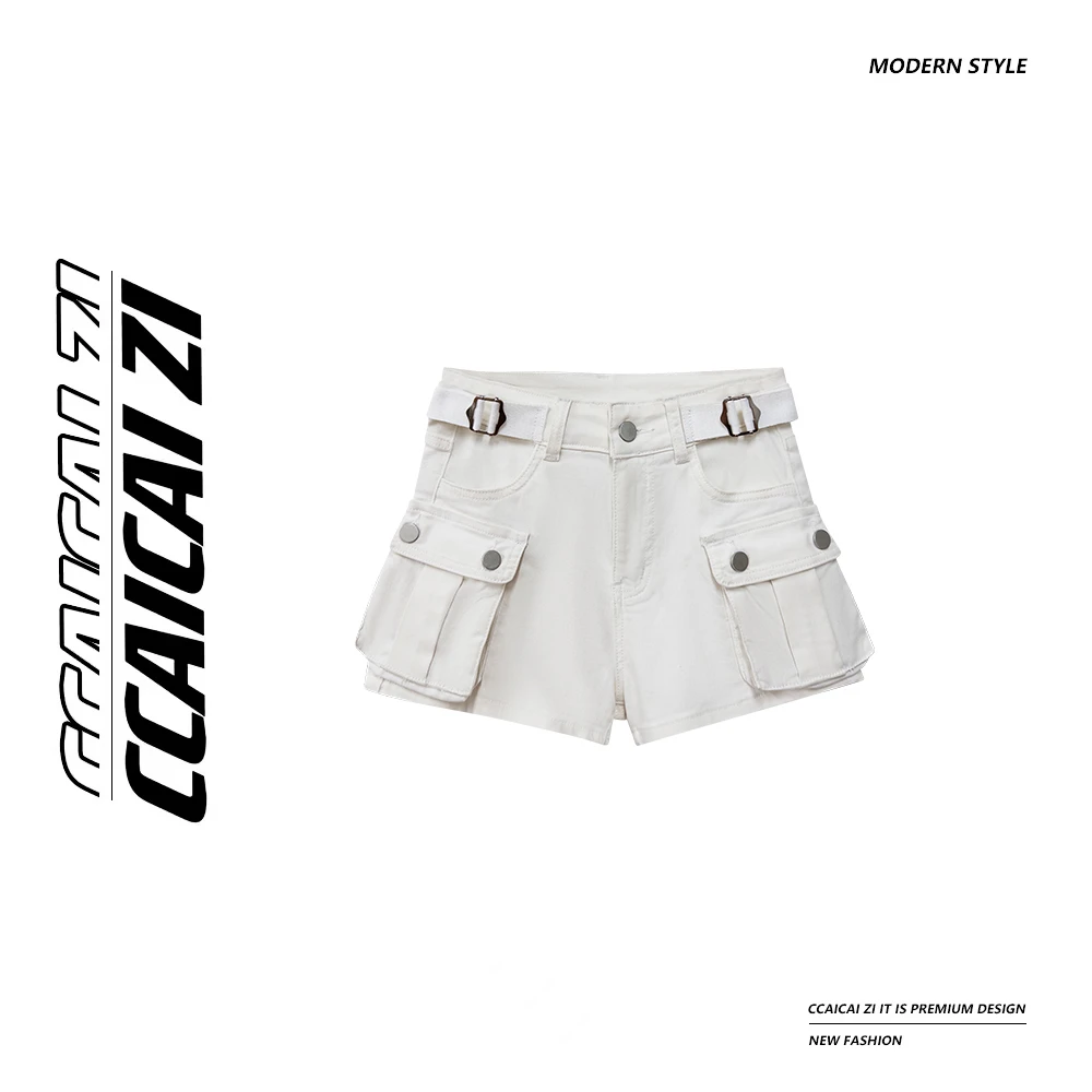 【焦糖布丁】美式显瘦可调节腰带工装短裤