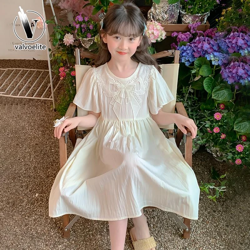 VALVOELITE女童连衣裙薄款夏装2025新款洋气棉布裙子中大童公主裙
