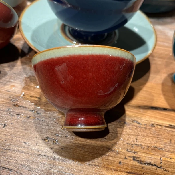 柴窑高温颜色釉祭红牛血红单杯福利
