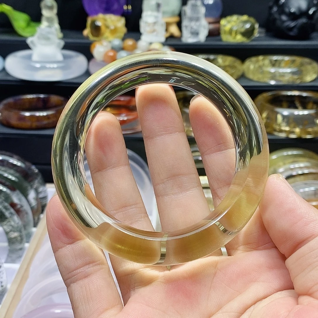 有***缘水晶未镶嵌手镯天然黄水晶手镯60圈口