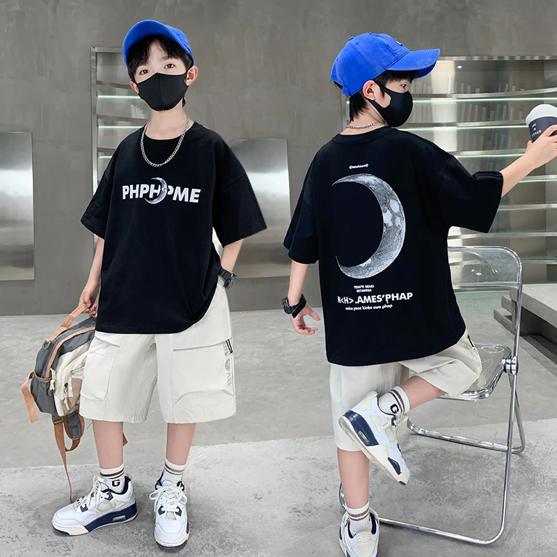 男童夏装套装2025新款儿童服装夏季t恤短袖小男孩潮酷痞帅童装