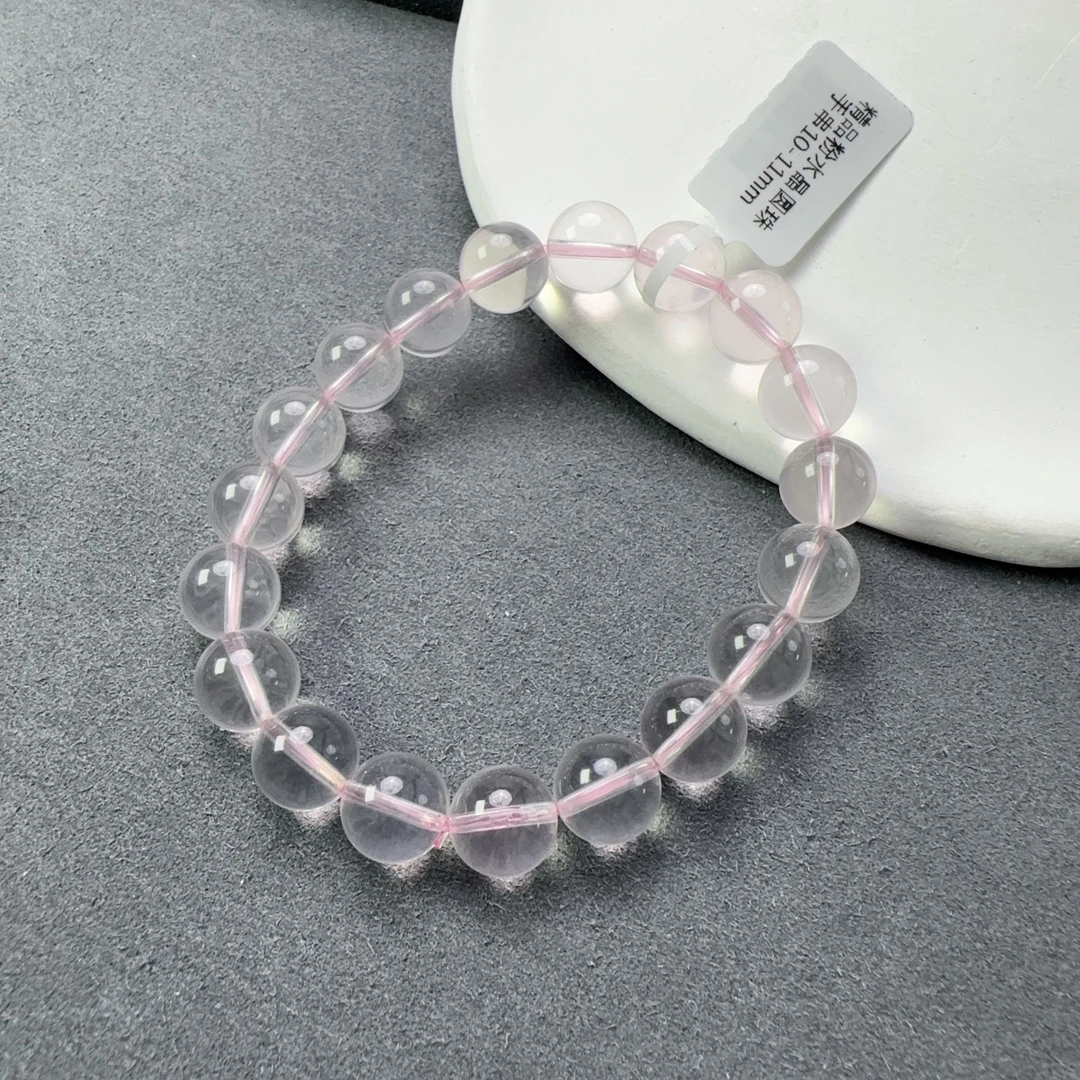 精品粉水晶圆珠手串10-11mm