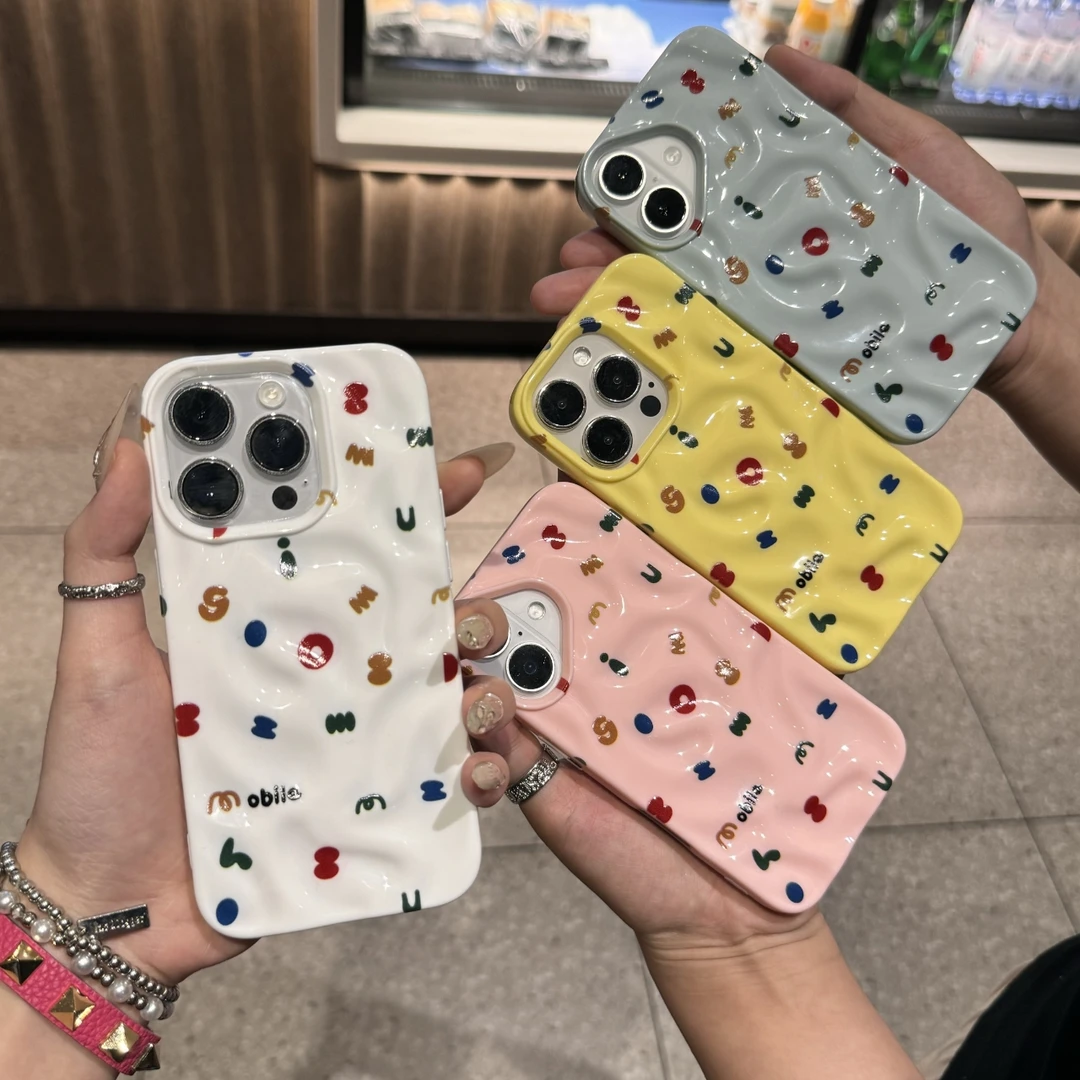 彩色字母表情牛奶壳适用iPhone16苹果14promax手机壳15防摔13