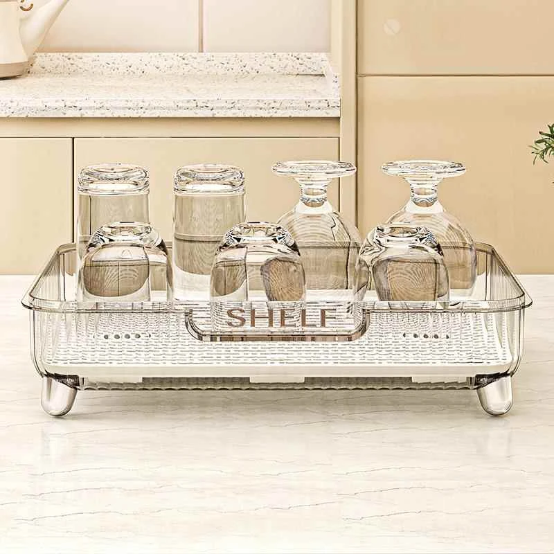 茶盘2024新款家用茶杯沥水托盘长方形客厅茶几茶具杯子收纳盒轻奢